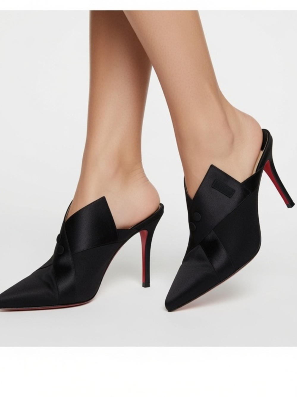 Christian Louboutin Black Satin Pointed Mules EU37.5 US7.5
